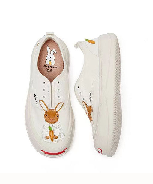 Stylish Beige Canvas Platform Flat Shoes for Splicing Character