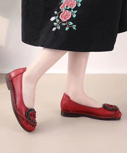 Red Flat Shoes for Comfortable Splicing Soofairy Shoes-20251
