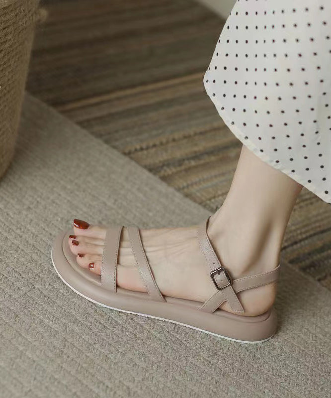 Khaki Buckle Strap Splicing Water Sandals Peep Toe