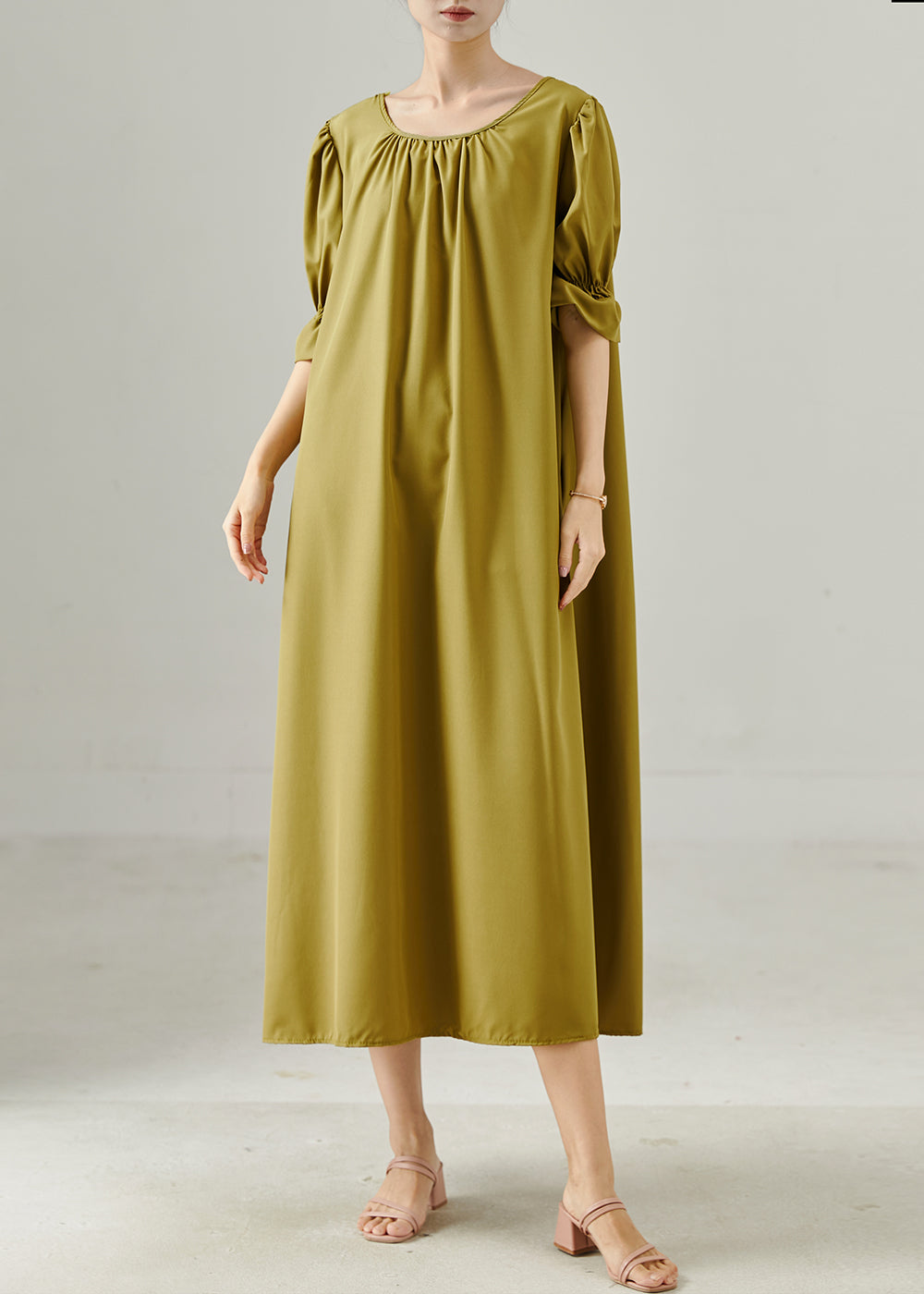 Yellow Cotton Long Dresses Oversized Summer