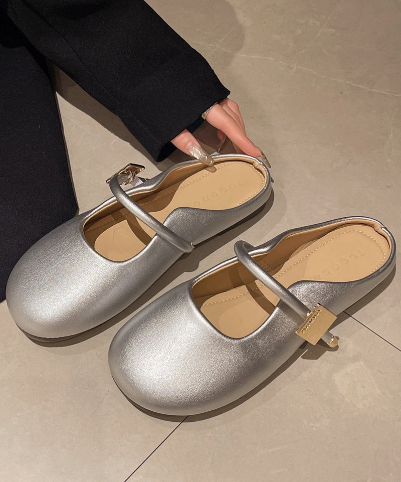 Comfy Splicing Beige Faux Leather Slide Sandals