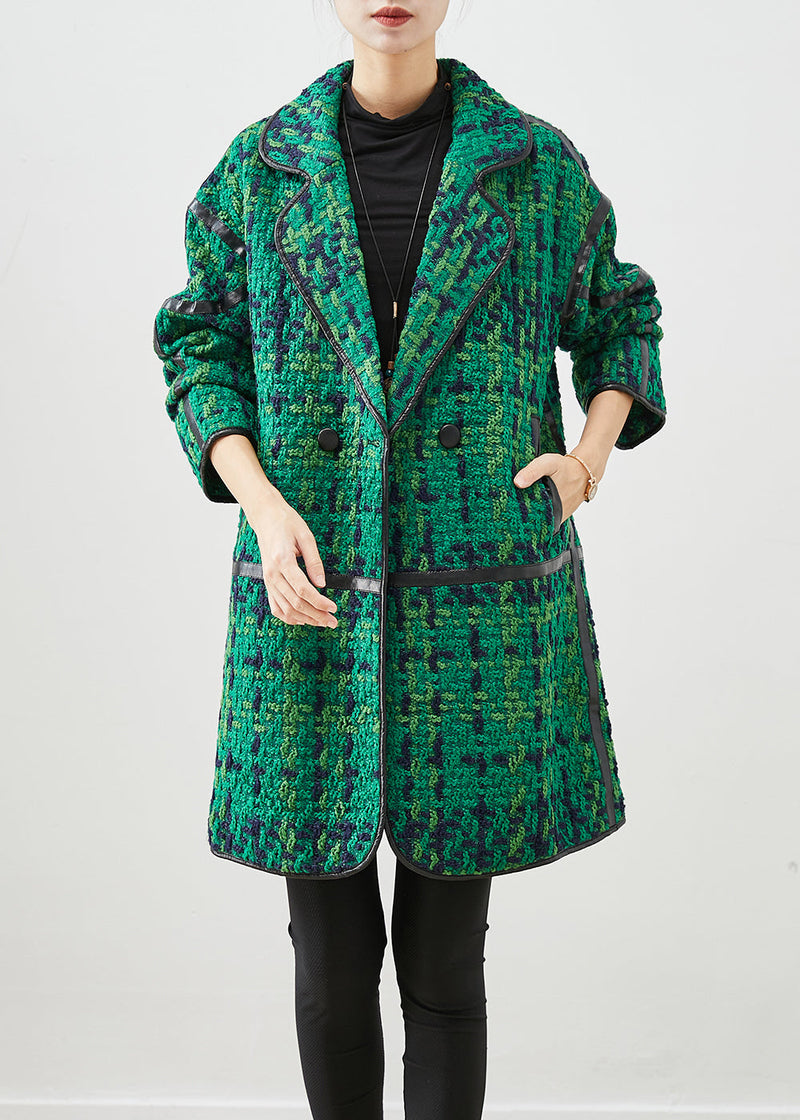 Green Oversized Patchwork Cotton Coat Outwear Fall