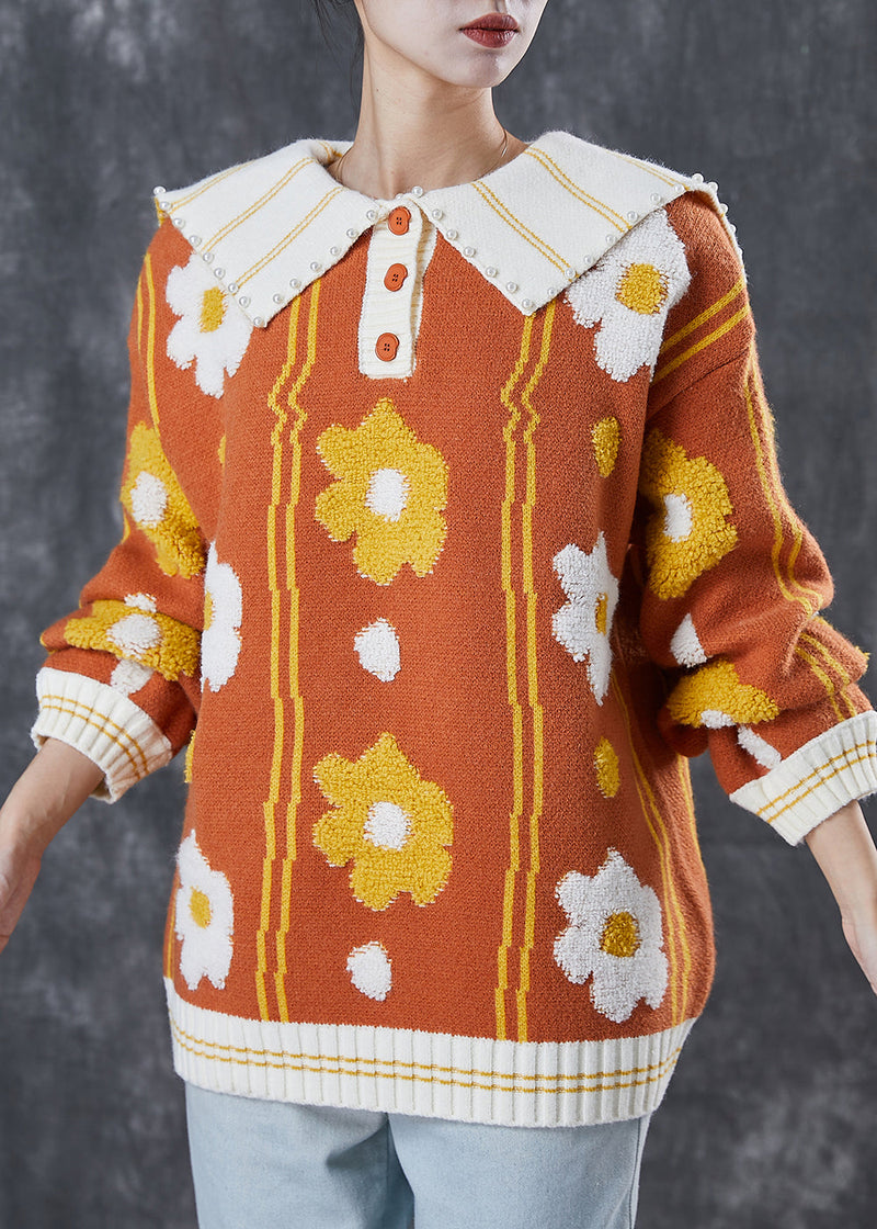 Stylish Khaki Oversized Jacquard Knit Top Spring