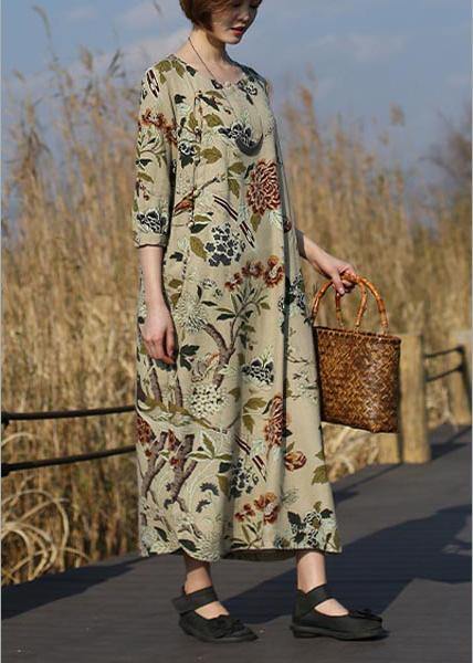 Diy Peony Flower Clothes for O Neck Pockets Maxi Spring Dress