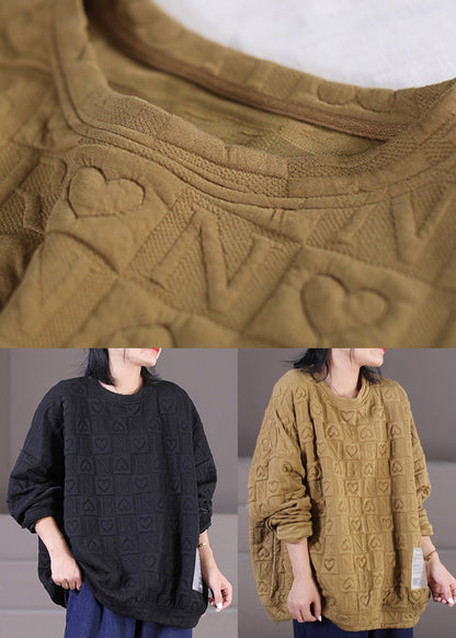 Simple Yellow O-neck Graphic Patchwork Sweatshirts Long Sleeve