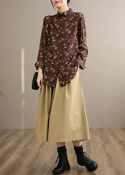 French Khaki Clothes for Elastic Waist Art Spring Dresses