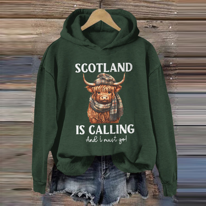 Vintage Scotland Travel Highlands Print Casual Hoodie artswardrobe