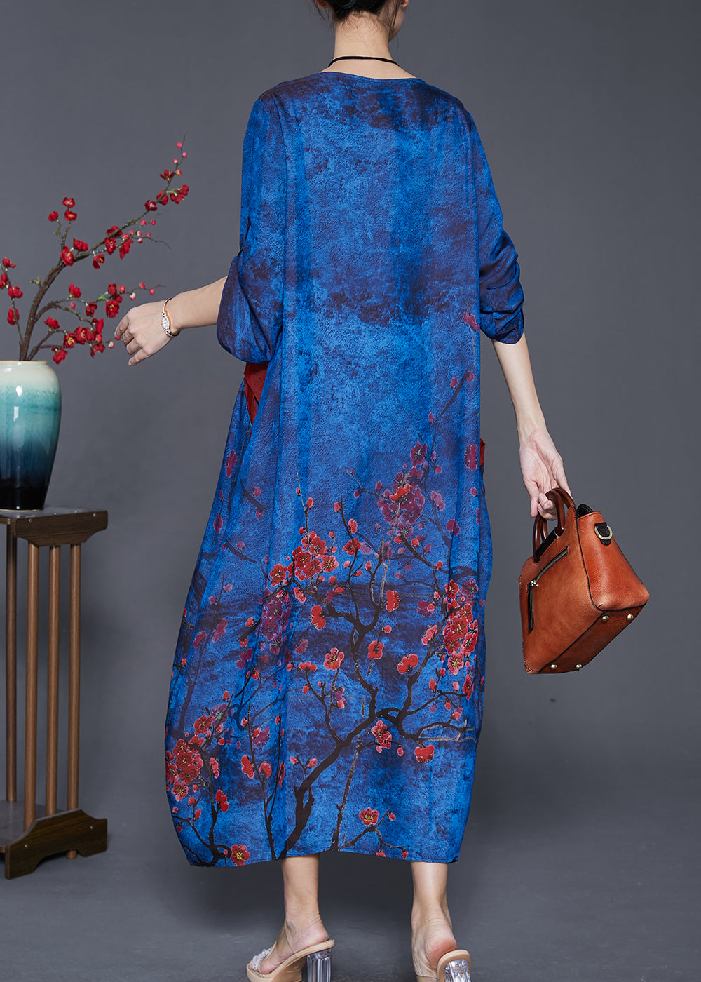 Diy Blue Oversized Tie Dye Silk Maxi Dresses Fall