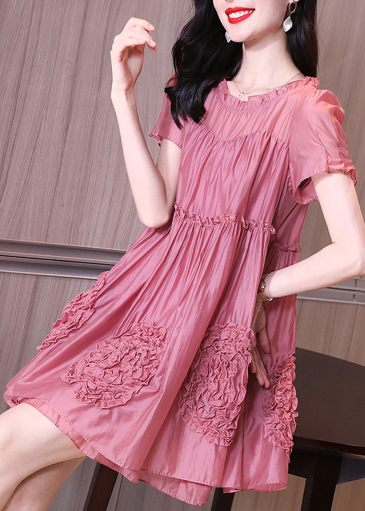 Italian Purple Ruffled Patchwork Chiffon Dress Summer