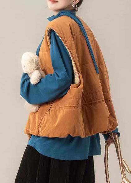 Orange Oversized Thick Fine Cotton Filled Vests Winter