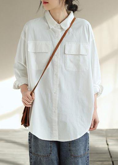 White Clothes for Lapel Pockets Silhouette Spring Shirts