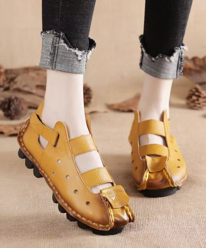 New Comfortable Black Flat Sandals Splicing Hollow Out