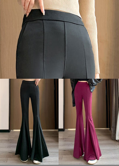 Black Tummy Control Spandex Bell-bottom Trousers Spring