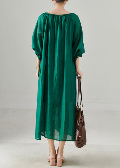 Peacock Green Oversized Cotton Dresses Fall