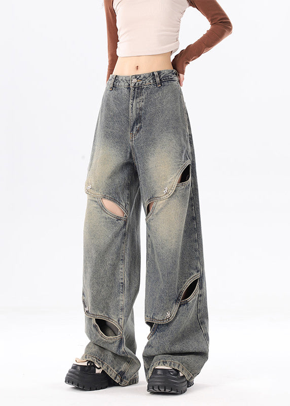 American Style Blue Ripped Jeans Spring