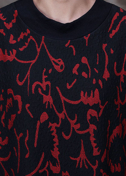 Classy Black Print Slim Fit Cotton Holiday Dress Spring