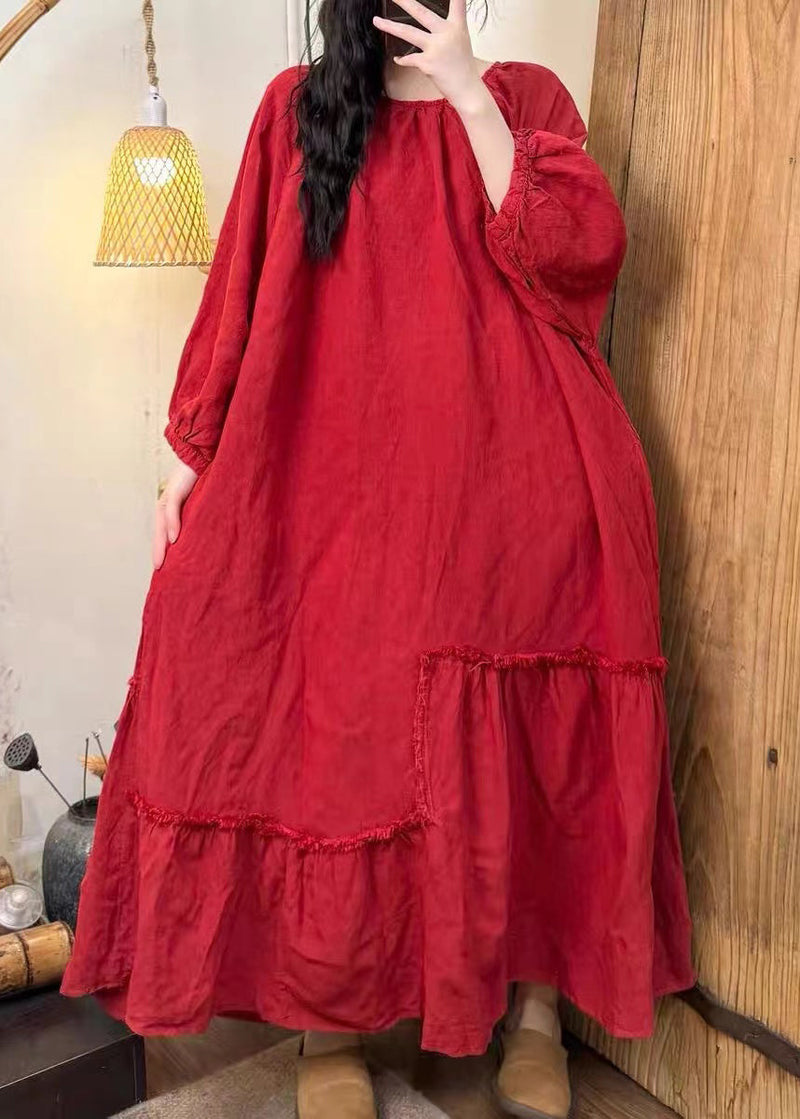 Tea Green Oversized Wrinkled Cotton Dress Fall