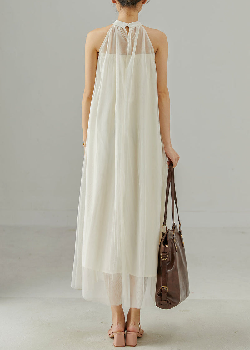 White Cold Shoulder Silk Dresses Summer