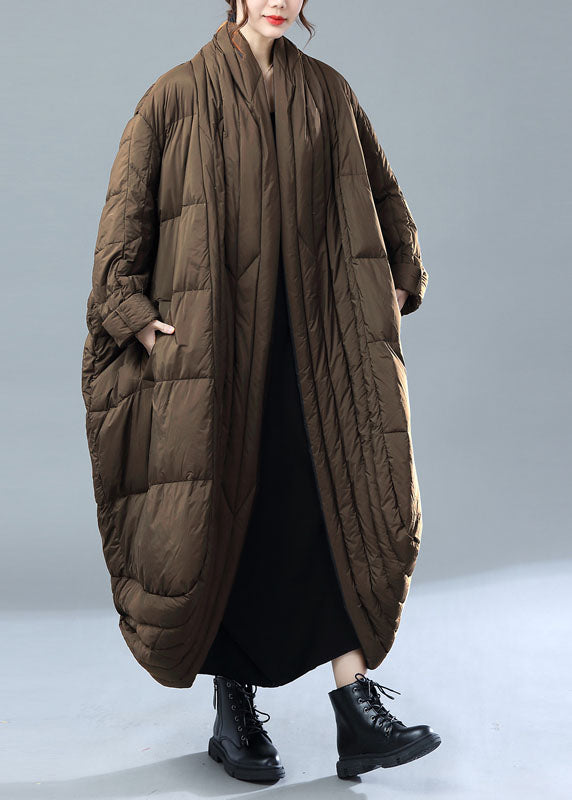 Chocolate Warm Duck Down Witner Coats Side Open