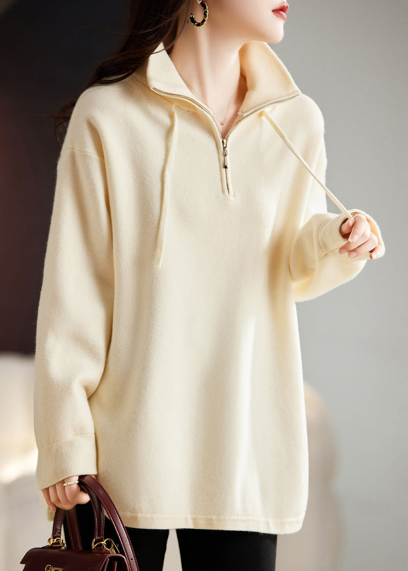 Yellow Zip Up Patchwork Knit Sweatshirt Top Fall