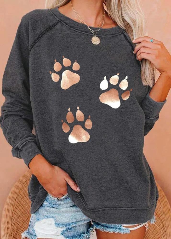 Dog Footprints Print Sweatshirt