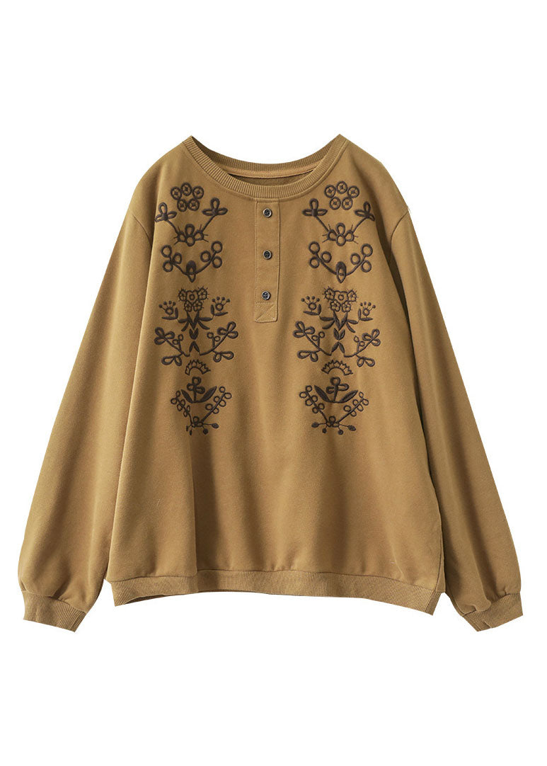Diy Yellow Embroideried Cotton Tops Spring