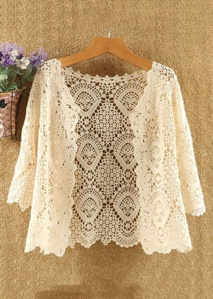New Green Hollow Out Cotton Knit Cardigans Summer
