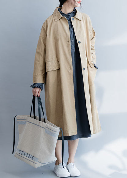Blue Peter Pan Collar Button Cotton Trench Coats Spring