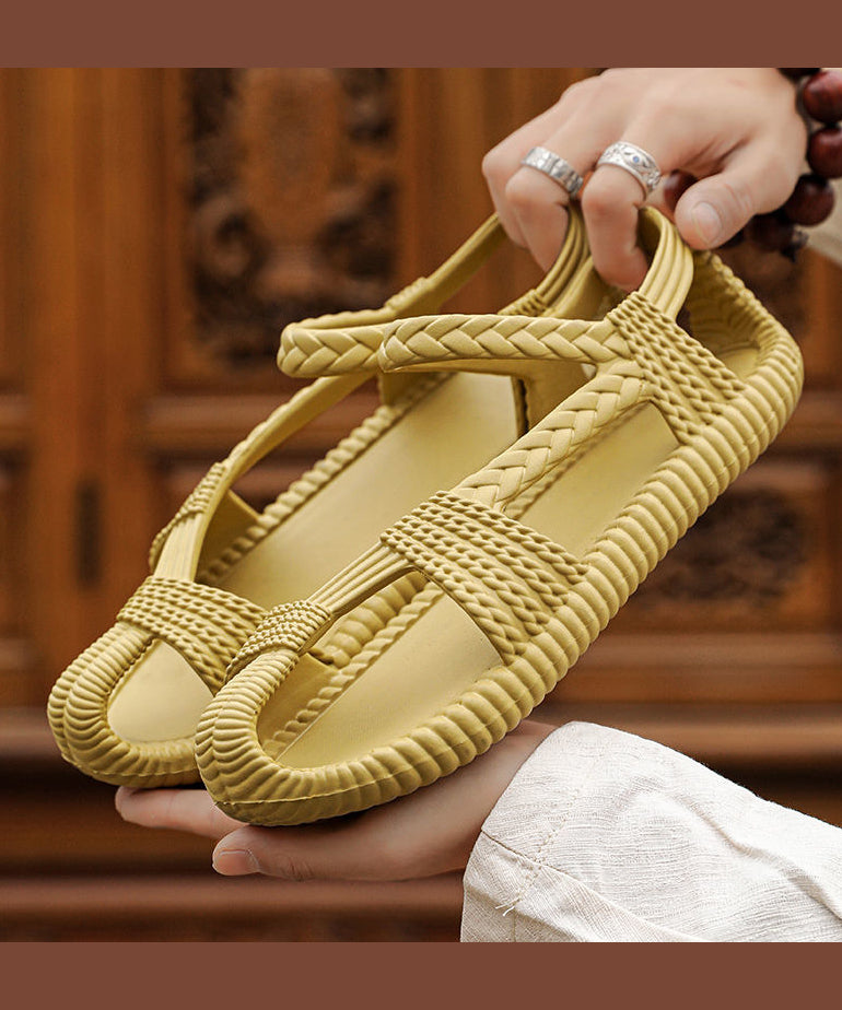 Hollow Out Splicing Sandals Army Green