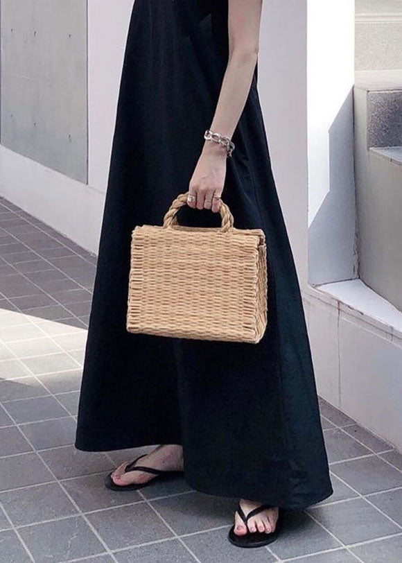 Black O Neck Patchwork Cotton Dress Summer