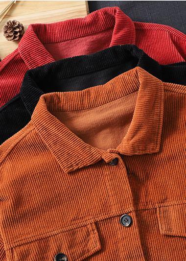 Orange Clothes Wardrobes Lapel Button Down Jackets