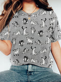Comstylish Cute Yoga Cats Art Vintage Washed T Shirt