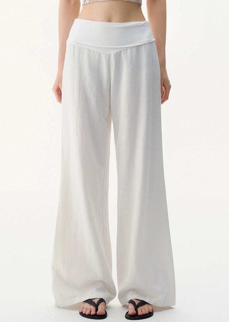 White High Waist Linen Pants Summer