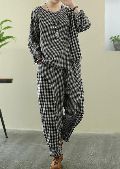 Spring Art Retro Plaid Splicing Suit