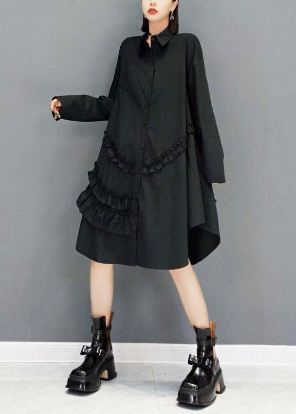 White Peter Pan Collar Button Fall Long Sleeve Dresses