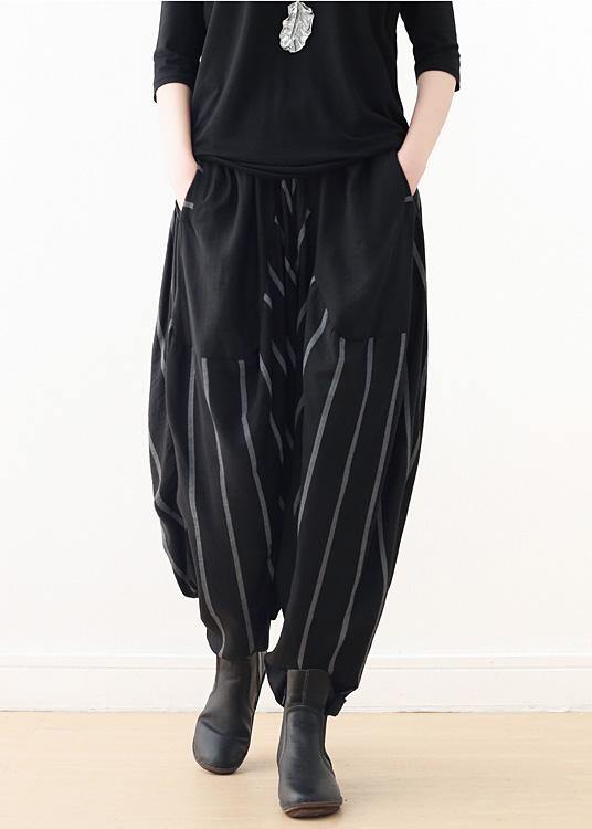 Spring New Black Grey Striped High Waist Pants