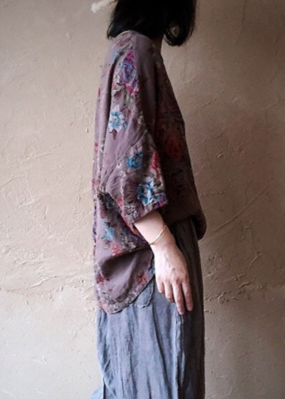 Organic Colour 1 O-neck Print Cotton Top Long Sleeve