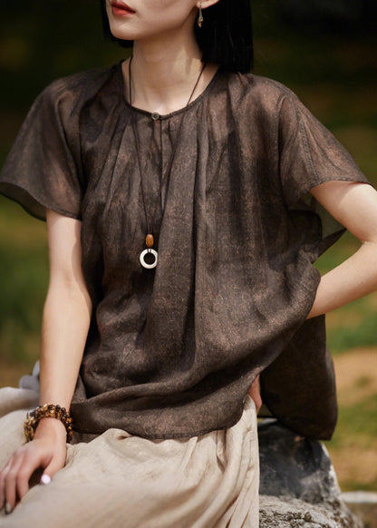 Brown Oversized Cotton Tank Tops Summer
