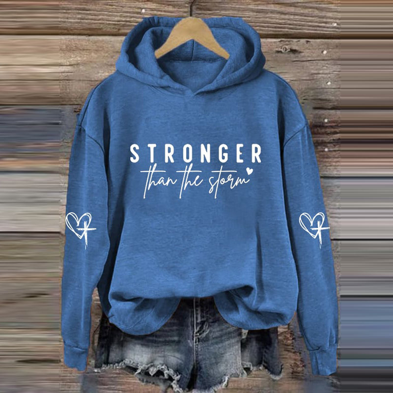 Comstylish Women's Stronger Than The Storm Printed Hoodie