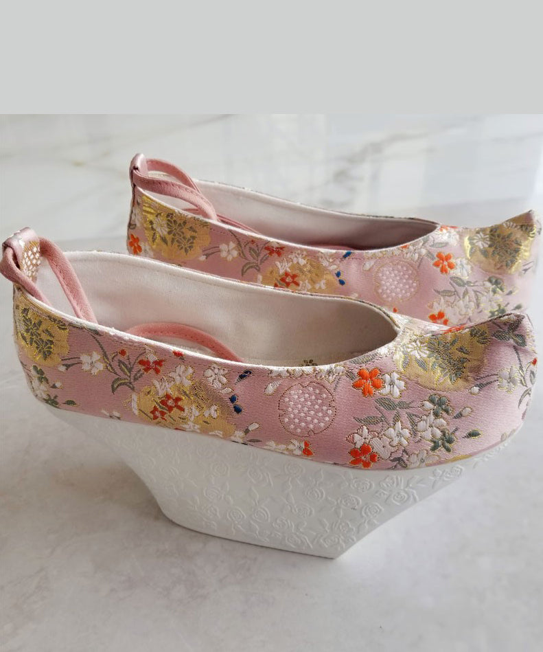 Light Green High Heels Platform Satin Fabric Embroideried Cross Strap High Heels