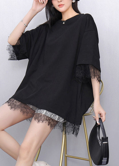 Black O-neck T Shirt Short Sleeve