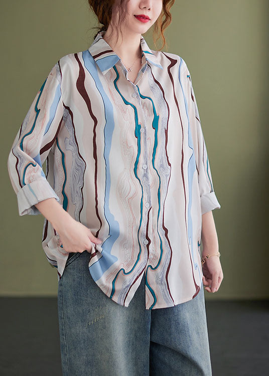 Peterpan Collar Button Print Fall Tops Long Sleeve