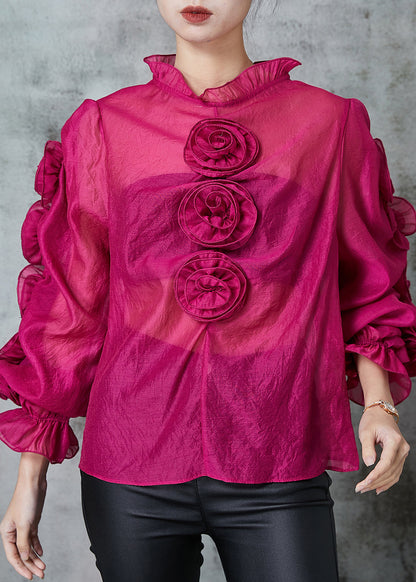 Rose Stereoscopic Chiffon Top Spring