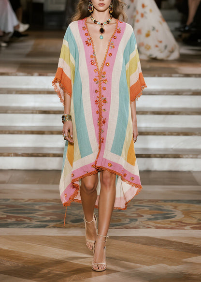 Colorblock Oversized Lace Patchwork Cotton Vacation Dresses Summer