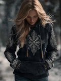 Comstylish Viking Style Embroidery Viking Compass Knot Warm Hoodie