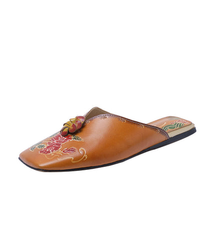 Handmade Orange Comfy Embossed Slide Sandals