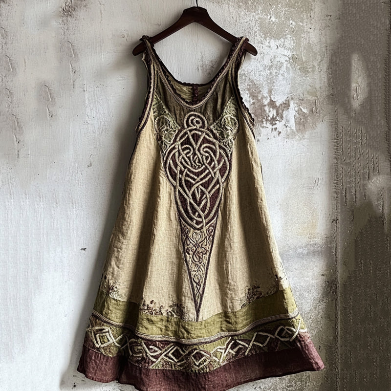 Vintage Viking Gradient Linen Tank Dress artswardrobe