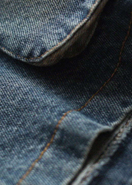 Fitted Blue Hooded Patchwork Denim Coat