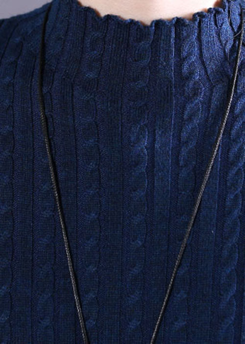 Blue Pockets Knit Vacation Dresses Spring