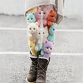 Comstylish Lovely Colorful Fuzzy Cats Cozy Knit Leggings